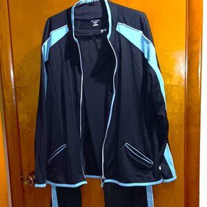 Oleg Cassini Sport Full Zip Track Suit Navy Blue Teal Plus Size 3X